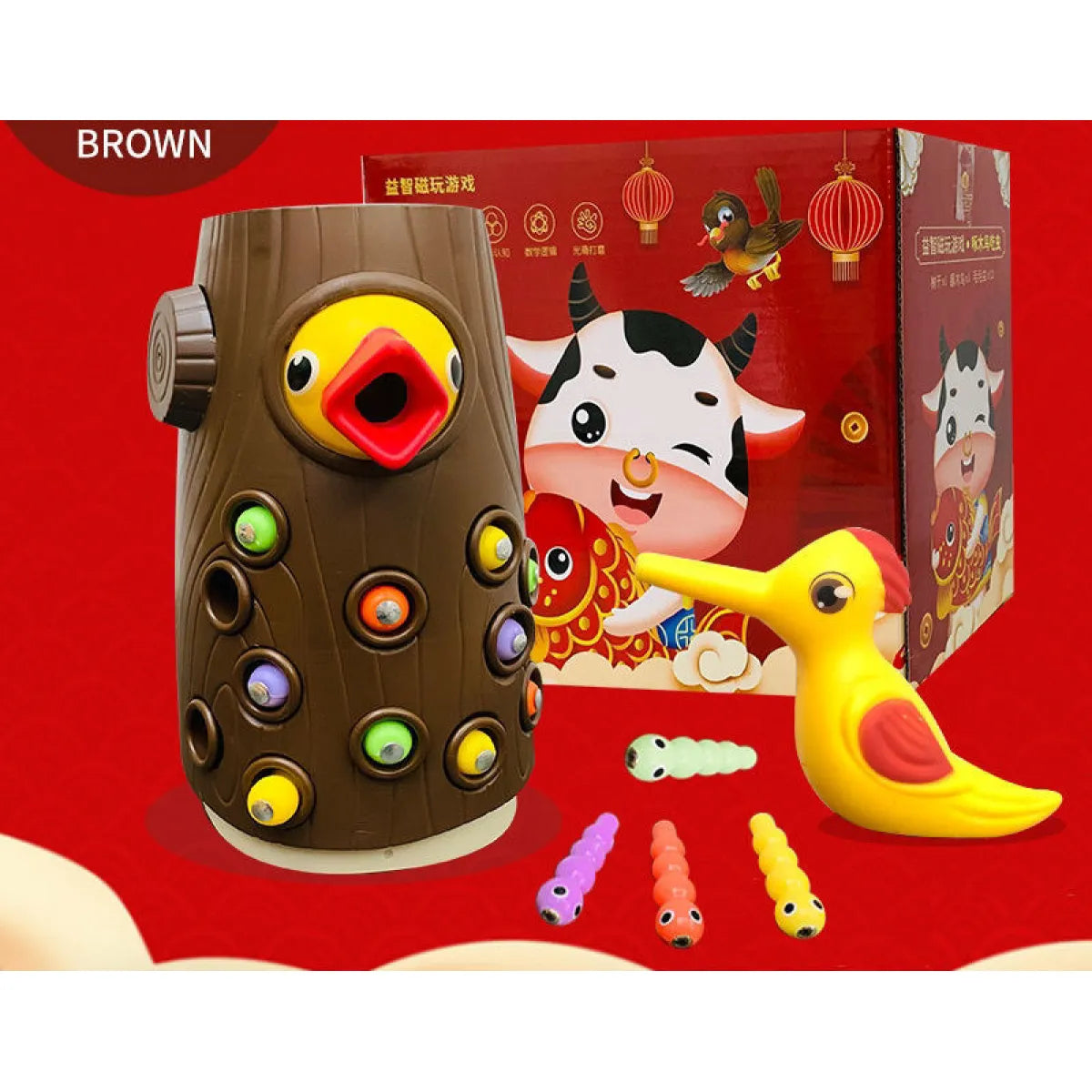 Woodpecker Magnetic Catch Worm Game